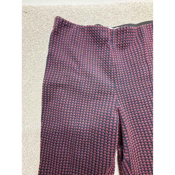 Anthropologie Essential Crop Flare Pants Burgundy Black Geometric Print Size S - Picture 2 of 10